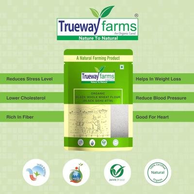 Trueway Farms Organic Black Wheat Flour (kala Gehu Atta) –5kg | Stone Grounded Flour | High Fiber, Low Gi, Low Gluten | Antioxidant Rich